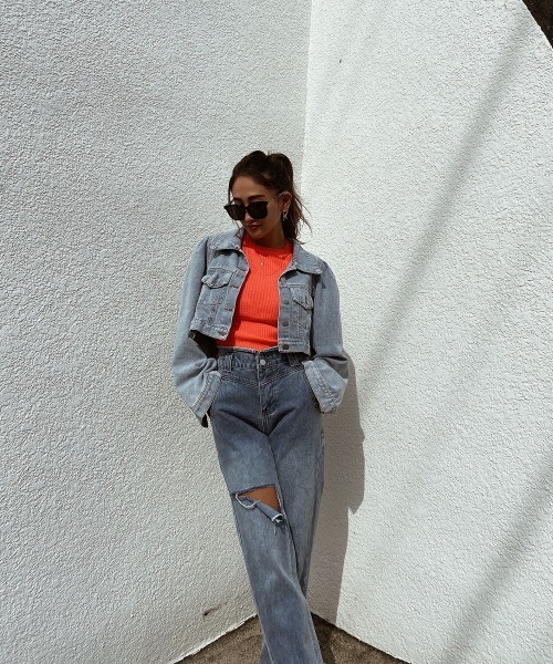 esutoreja（エストレジャ）の「カラーリブニット（ニット/セーター・レディース・パープル/オレンジ/グリーン・FREE）」の8枚目の写真