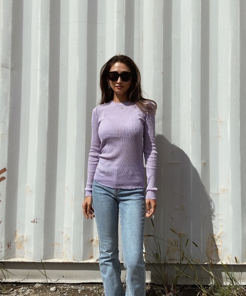 esutoreja（エストレジャ）の「カラーリブニット（ニット/セーター・レディース・パープル/オレンジ/グリーン・FREE）」の11枚目の写真