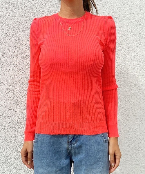 esutoreja（エストレジャ）の「カラーリブニット（ニット/セーター・レディース・パープル/オレンジ/グリーン・FREE）」の18枚目の写真