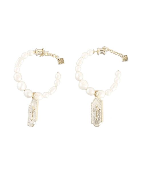 GYDA（ジェイダ）の「JEYSUS パールメダイフープピアス（ピアス（両耳用）・レディース・シルバー/ゴールド・FREE）」の10枚目の写真