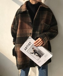 起毛チェックドロップショルダーレイルロードジャケット