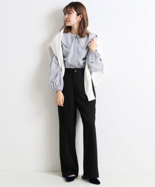 SLOBE IENA(スローブイエナ)の「ツイルストレートパンツ【手洗い可能】◆(その他パンツ・レディース・ブラック/パープル/ブラウン・40/38/36)」の4枚目の写真