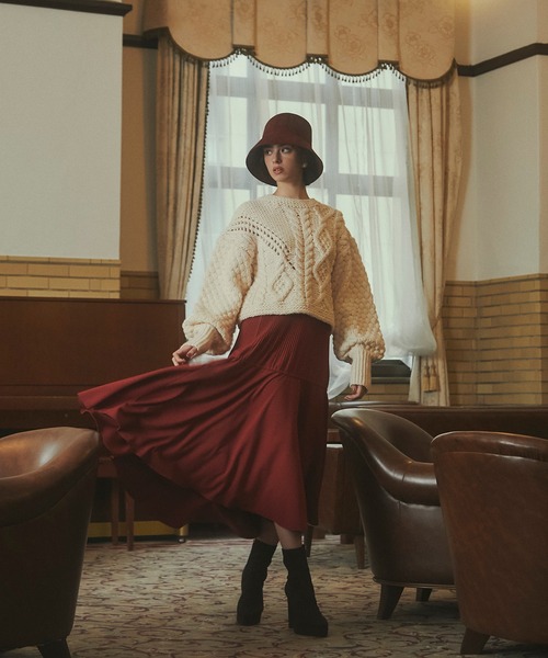 EIMY ISTOIRE(エイミーイストワール)の「プリーツアシメボリュームフレアースカート(スカート・レディース・ブラック/ベージュ/ピンク/テラコッタ/ラベンダー・SMALL/MEDIUM)」の9枚目の写真