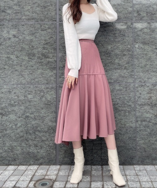 EIMY ISTOIRE(エイミーイストワール)の「プリーツアシメボリュームフレアースカート(スカート・レディース・ブラック/ベージュ/ピンク/テラコッタ/ラベンダー・SMALL/MEDIUM)」の7枚目の写真
