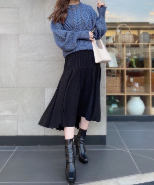 EIMY ISTOIRE(エイミーイストワール)の「プリーツアシメボリュームフレアースカート(スカート・レディース・ブラック/ベージュ/ピンク/テラコッタ/ラベンダー・SMALL/MEDIUM)」の12枚目の写真