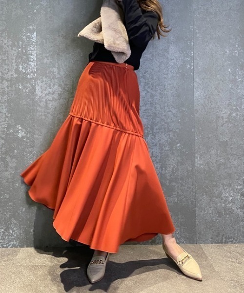 EIMY ISTOIRE(エイミーイストワール)の「プリーツアシメボリュームフレアースカート(スカート・レディース・ブラック/ベージュ/ピンク/テラコッタ/ラベンダー・SMALL/MEDIUM)」の8枚目の写真