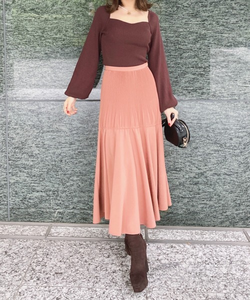 セール】プリーツアシメボリュームフレアースカート（スカート）｜eimy  