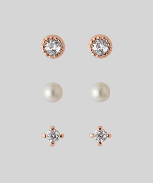ANEMONE（アネモネ）の「ビジュー×パールピアス[3ペアセット]（ピアス（両耳用）・レディース・ゴールド/ピンクゴールド・FREE）」の2枚目の写真