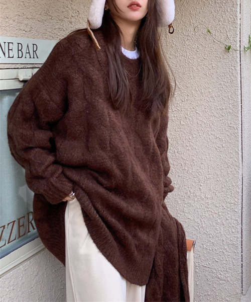 aimoha(アイモハ)の「ボリューム満点ニットマフラー+ゆったりセーターセット (AW)(セットアップ・レディース・ベージュ/ブラウン・FREE)」の18枚目の写真