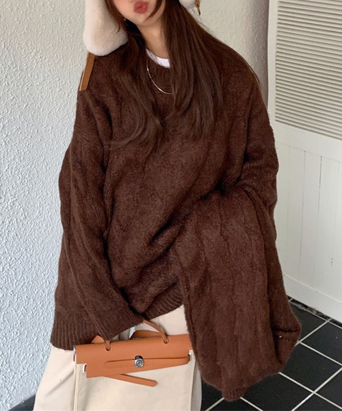 aimoha(アイモハ)の「ボリューム満点ニットマフラー+ゆったりセーターセット (AW)(セットアップ・レディース・ベージュ/ブラウン・FREE)」の20枚目の写真
