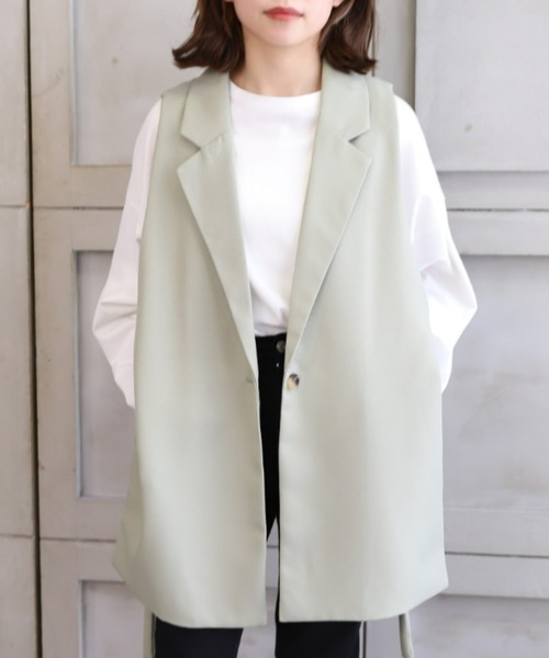 moment+（モーメントプラス）の「【累計販売枚数2万枚突破！】エステルツイル オープンサイドベスト（裏地付き）（ベスト・レディース・ブラック/ライトカーキ/グレイッシュベージュ/アイボリー/ベージュ・M/L）」の5枚目の写真