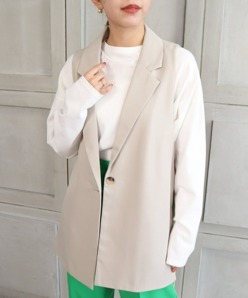 moment+（モーメントプラス）の「【累計販売枚数2万枚突破！】エステルツイル オープンサイドベスト（裏地付き）（ベスト・レディース・ブラック/ライトカーキ/グレイッシュベージュ/アイボリー/ベージュ・M/L）」の12枚目の写真