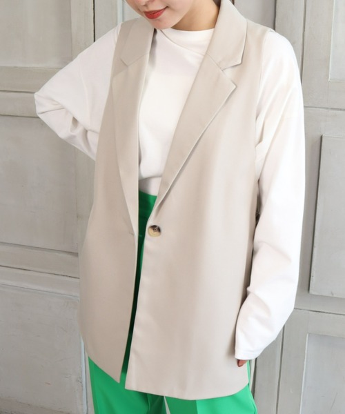 moment+（モーメントプラス）の「【累計販売枚数2万枚突破！】エステルツイル オープンサイドベスト（裏地付き）（ベスト・レディース・ブラック/ライトカーキ/グレイッシュベージュ/アイボリー/ベージュ・M/L）」の13枚目の写真