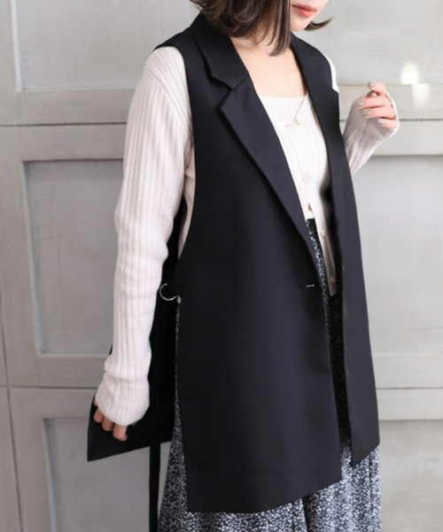 moment+（モーメントプラス）の「【累計販売枚数2万枚突破！】エステルツイル オープンサイドベスト（裏地付き）（ベスト・レディース・ブラック/ライトカーキ/グレイッシュベージュ/アイボリー/ベージュ・M/L）」の8枚目の写真