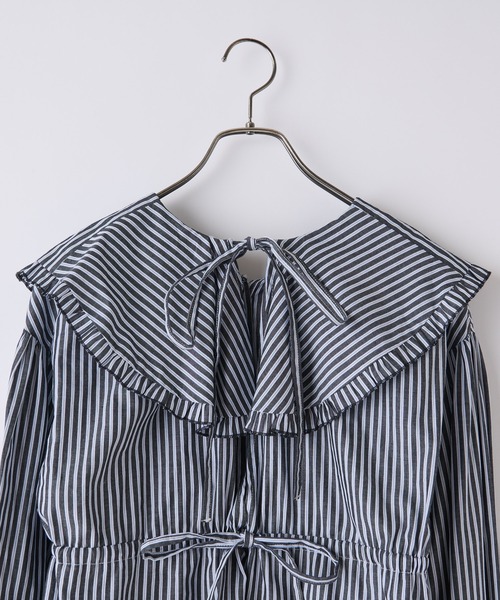 CIAOPANIC(チャオパニック)の「ストライプ2WAYフリルブラウス(シャツ/ブラウス・レディース・ブラック/ブルー・フリ-)」の13枚目の写真