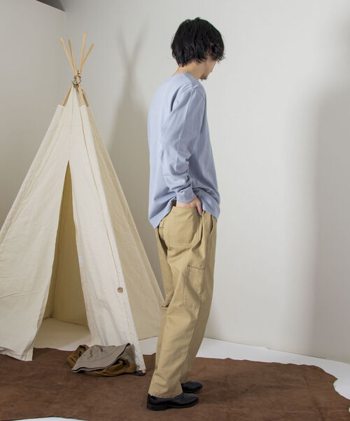 GEVACO（ゲバコ）の「【GEVACO/ゲバコ】オープンエンド度詰め天竺 ロングスリーブTシャツ（Tシャツ/カットソー・メンズ・オフホワイト/ブラウン/ネイビー/サックスブルー・SMALL/MEDIUM/LARGE）」の6枚目の写真