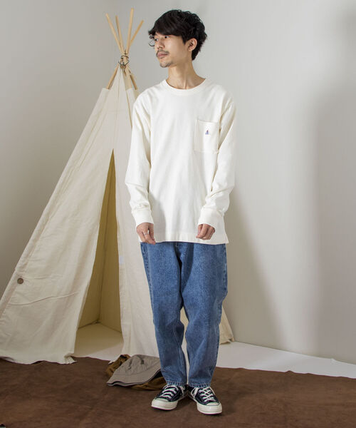 GEVACO（ゲバコ）の「【GEVACO/ゲバコ】オープンエンド度詰め天竺 ロングスリーブTシャツ（Tシャツ/カットソー・メンズ・オフホワイト/ブラウン/ネイビー/サックスブルー・SMALL/MEDIUM/LARGE）」の11枚目の写真