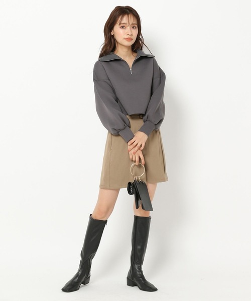 mysty woman（ミスティウーマン）の「ハーフジップショートプルオーバー 271101（Tシャツ/カットソー・レディース・オフホワイト/チャコール/イエロー・FREE）」の7枚目の写真