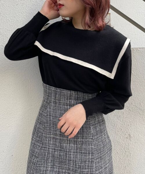 MAJESTIC LEGON(マジェスティックレゴン)の「セーラーカラーニット(ニット/セーター・レディース・アイボリー/ブラック/グリーン・MEDIUM)」の13枚目の写真