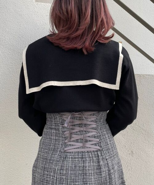 MAJESTIC LEGON(マジェスティックレゴン)の「セーラーカラーニット(ニット/セーター・レディース・アイボリー/ブラック/グリーン・MEDIUM)」の14枚目の写真