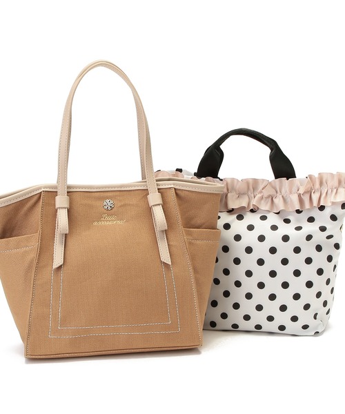 LITTLE ACCESSORIES（リトルアクセサリーズ）の「フリルのバッグイン付き３WAYトートバッグ（トートバッグ・レディース・ホワイト/グレー/ベージュ・フリー）」の12枚目の写真