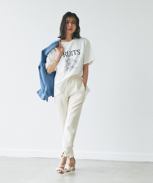 RIVE DROITE（リヴドロワ）の「WEB限定/FRUITS プリントTシャツ（Tシャツ/カットソー・レディース・ホワイト/ネイビー・FREE）」の8枚目の写真