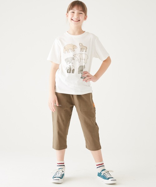 KRIFF MAYER Kid's Collection（クリフメイヤーキッズコレクション）の「ほぼクマTEE（Tシャツ/カットソー・キッズ・オフホワイト/カーキ/サックスブルー/コーラル・120/130/140/150/160/170）」の5枚目の写真