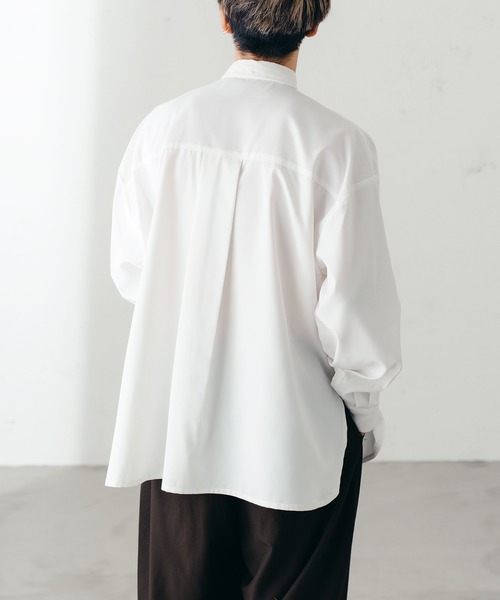 epnok（エプノック）の「ラウンドスリットルーズシャツ（シャツ/ブラウス・メンズ・ブラック/オフホワイト/サックスブルー/ライトグリーン/グレイッシュベージュ・SMALL/MEDIUM/LARGE）」の21枚目の写真