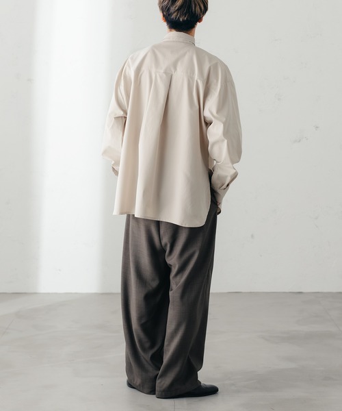 epnok（エプノック）の「ラウンドスリットルーズシャツ（シャツ/ブラウス・メンズ・ブラック/オフホワイト/サックスブルー/ライトグリーン/グレイッシュベージュ・SMALL/MEDIUM/LARGE）」の20枚目の写真