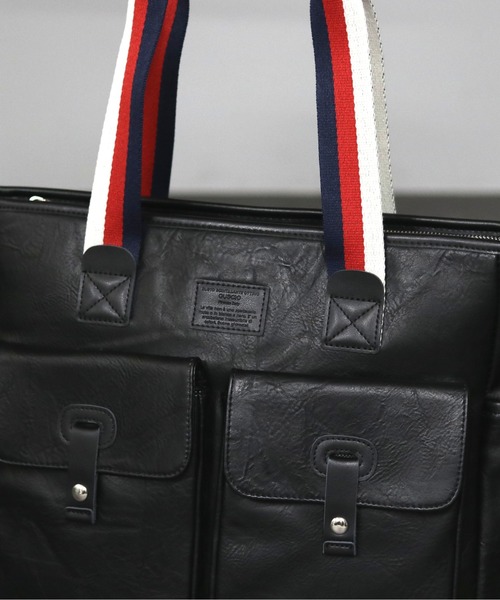 GUSCIO UOMO（グッシオ ウォーモ）の「【グッシオ ウォーモ】　PUレザー　トリコロールハンドルトートバッグ　　ビジネス　通勤通学　革付属（トートバッグ・メンズ・ブラック/ネイビー/ブラウン/カーキ・FREE）」の6枚目の写真