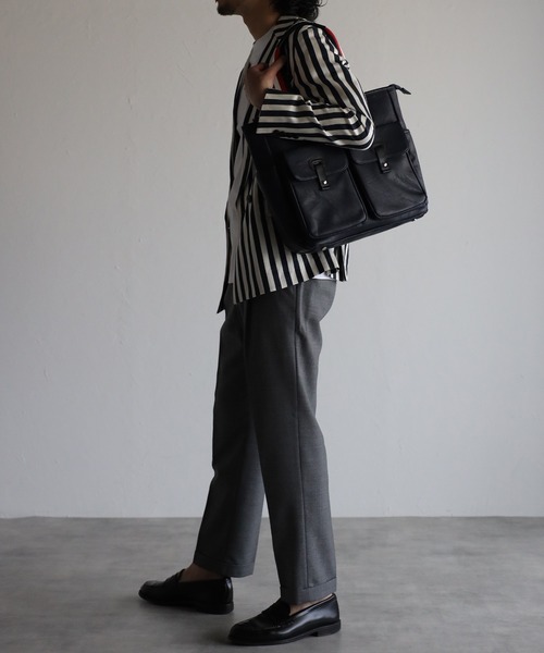 GUSCIO UOMO（グッシオ ウォーモ）の「【グッシオ ウォーモ】　PUレザー　トリコロールハンドルトートバッグ　　ビジネス　通勤通学　革付属（トートバッグ・メンズ・ブラック/ネイビー/ブラウン/カーキ・FREE）」の11枚目の写真