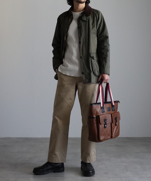 GUSCIO UOMO（グッシオ ウォーモ）の「【グッシオ ウォーモ】　PUレザー　トリコロールハンドルトートバッグ　　ビジネス　通勤通学　革付属（トートバッグ・メンズ・ブラック/ネイビー/ブラウン/カーキ・FREE）」の7枚目の写真