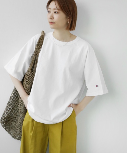 Champion（チャンピオン）の「別注【CHAMPION】*RELUME USA RELAX FIT SMU：Tシャツ（Tシャツ/カットソー・レディース・ホワイト/サックスブルー/ピンク/ブラック系その他・LARGE）」の2枚目の写真