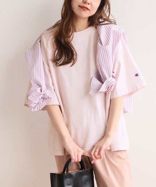 Champion（チャンピオン）の「別注【CHAMPION】*RELUME USA RELAX FIT SMU：Tシャツ（Tシャツ/カットソー・レディース・ホワイト/サックスブルー/ピンク/ブラック系その他・LARGE）」の4枚目の写真