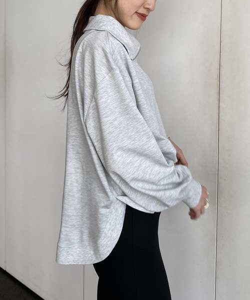 AS KNOW AS PINKY（アズノゥアズピンキー）の「ぐるっとリブハーフジップなプルオーバー（スウェット・レディース・ライトブルー/ブラック/ライム/杢グレー・FREE）」の5枚目の写真