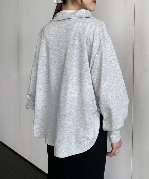 AS KNOW AS PINKY（アズノゥアズピンキー）の「ぐるっとリブハーフジップなプルオーバー（スウェット・レディース・ライトブルー/ブラック/ライム/杢グレー・FREE）」の6枚目の写真