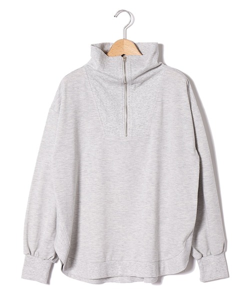 AS KNOW AS PINKY（アズノゥアズピンキー）の「ぐるっとリブハーフジップなプルオーバー（スウェット・レディース・ライトブルー/ブラック/ライム/杢グレー・FREE）」の9枚目の写真