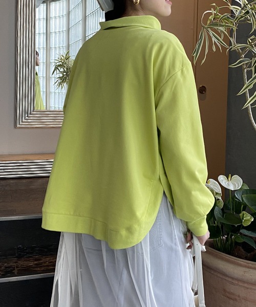 AS KNOW AS PINKY（アズノゥアズピンキー）の「ぐるっとリブハーフジップなプルオーバー（スウェット・レディース・ライトブルー/ブラック/ライム/杢グレー・FREE）」の11枚目の写真