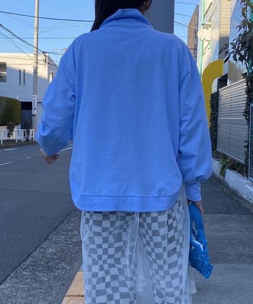 AS KNOW AS PINKY（アズノゥアズピンキー）の「ぐるっとリブハーフジップなプルオーバー（スウェット・レディース・ライトブルー/ブラック/ライム/杢グレー・FREE）」の16枚目の写真