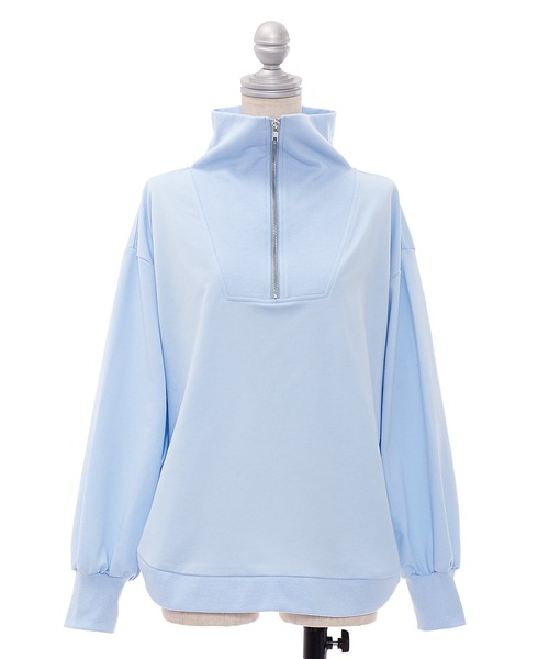 AS KNOW AS PINKY（アズノゥアズピンキー）の「ぐるっとリブハーフジップなプルオーバー（スウェット・レディース・ライトブルー/ブラック/ライム/杢グレー・FREE）」の20枚目の写真