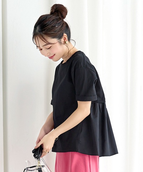 KOBE LETTUCE(コウベレタス)の「バックフリルドッキングTシャツ(Tシャツ/カットソー・レディース・ピンクベージュ/オフホワイト/ブラック・FREE)」の3枚目の写真
