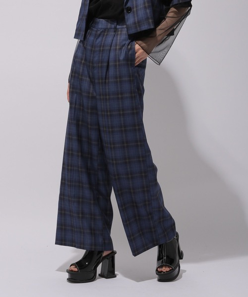 HARE セットアップ チェック柄 ジャケットコート フレアワイド HARE セットアップ チェック柄 ジャケットコート フレアワイド