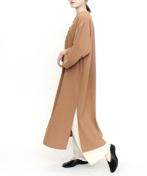 STYLEBLOCK（スタイルブロック）の「リネンタッチキーネックワンピース（ワンピース・レディース・マスタード/ブラウン系その他/ホワイト系その他/ブラック・M）」の6枚目の写真