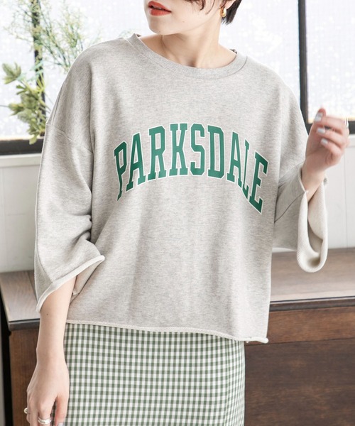 RETRO GIRL(レトロガール)の「カットオフロゴショートトレーナー(Tシャツ/カットソー・レディース・グリーン/オフホワイト/オレンジ/ライトグレー・FREE)」の3枚目の写真