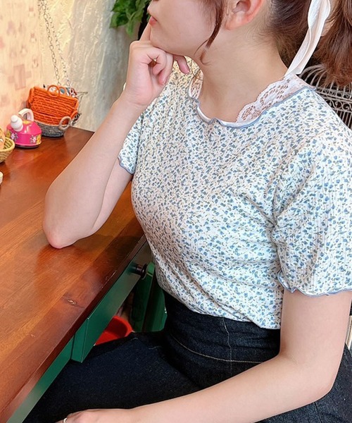 Clice de Paris（クリシェドゥパリス）の「お花のメローTEE（Tシャツ/カットソー・レディース・パープル/ブルー・ONESIZE）」の21枚目の写真