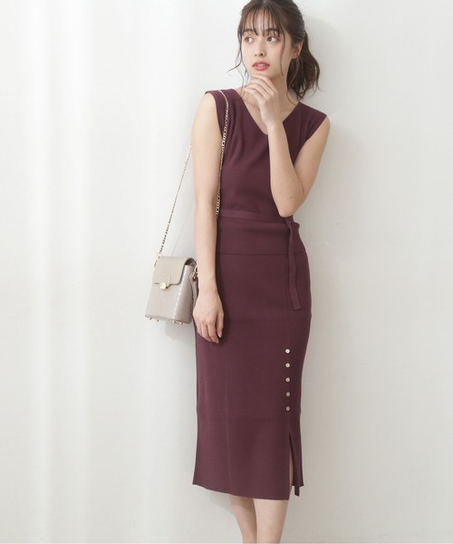 PROPORTION BODY DRESSING（プロポーションボディドレッシング）の「サイドリブニットセットアップ / 1212140904（ワンピース・レディース・ボルドー/カーキ/ブルー系その他・SMALL/MEDIUM）」の3枚目の写真