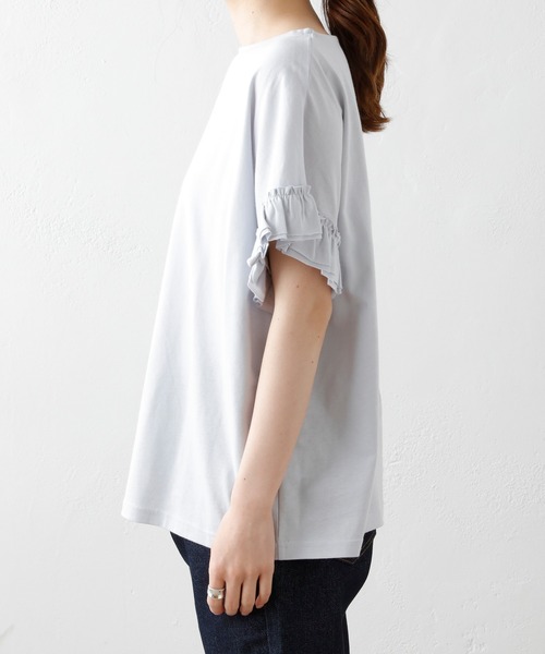 PUAL CE CIN(ピュアルセシン)の「【WEB限定】汗に負けない!フリル袖Tシャツ(Tシャツ/カットソー・レディース・ホワイト/ブラック/グレー/サックスブルー・FREE)」の18枚目の写真
