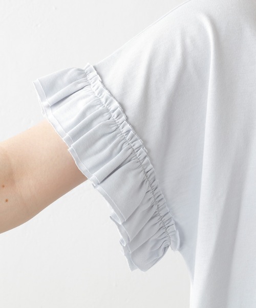 PUAL CE CIN(ピュアルセシン)の「【WEB限定】汗に負けない!フリル袖Tシャツ(Tシャツ/カットソー・レディース・ホワイト/ブラック/グレー/サックスブルー・FREE)」の20枚目の写真