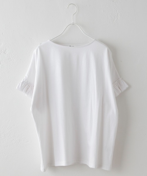 PUAL CE CIN(ピュアルセシン)の「【WEB限定】汗に負けない!フリル袖Tシャツ(Tシャツ/カットソー・レディース・ホワイト/ブラック/グレー/サックスブルー・FREE)」の12枚目の写真