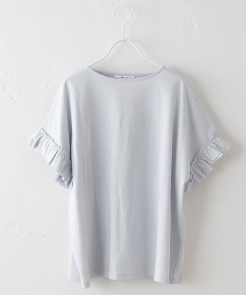 PUAL CE CIN(ピュアルセシン)の「【WEB限定】汗に負けない!フリル袖Tシャツ(Tシャツ/カットソー・レディース・ホワイト/ブラック/グレー/サックスブルー・FREE)」の16枚目の写真